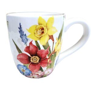 Pier 1 Imports Flowers and Butterflies Mug, Holds 16 oz.
